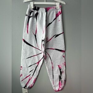Myrrhe grey pink black tie dye elastic waist pull on sweat pants Women’s sz S